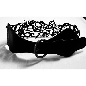 Hobo International Black Floral Lace Belt - Holes are 28"-32" from Buckle Base